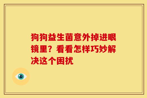 狗狗益生菌意外掉进眼镜里?看看怎样巧妙解决这个困扰 狗狗益生菌意外掉进眼镜里?看看怎样巧妙解决这个困扰