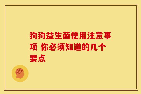 狗狗益生菌使用注意事项 你必须知道的几个要点