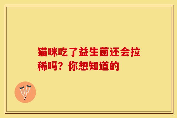 猫咪吃了益生菌还会拉稀吗？你想知道的