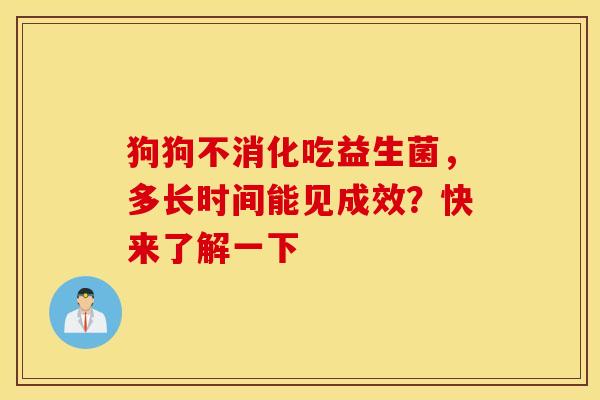 狗狗不消化吃益生菌，多长时间能见成效？快来了解一下