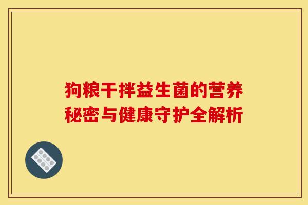 狗粮干拌益生菌的营养秘密与健康守护全解析