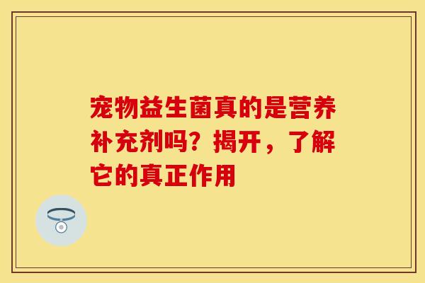 宠物益生菌真的是营养补充剂吗？揭开，了解它的真正作用