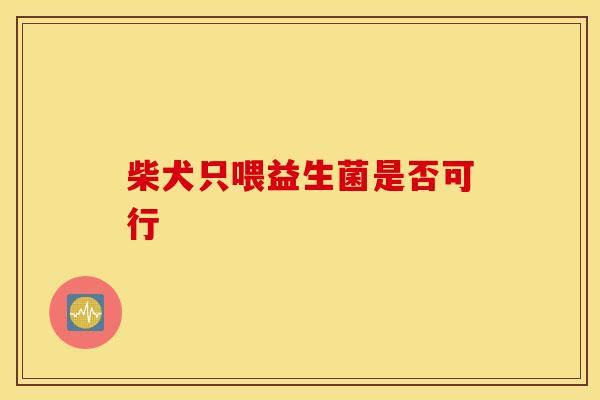 柴犬只喂益生菌是否可行