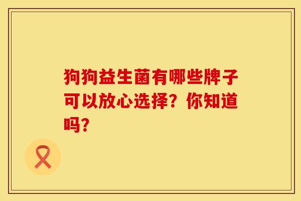 狗狗益生菌有哪些牌子可以放心选择？你知道吗？