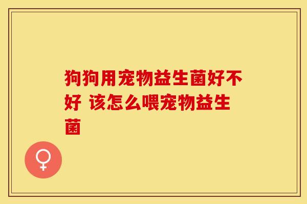 狗狗用宠物益生菌好不好 该怎么喂宠物益生菌