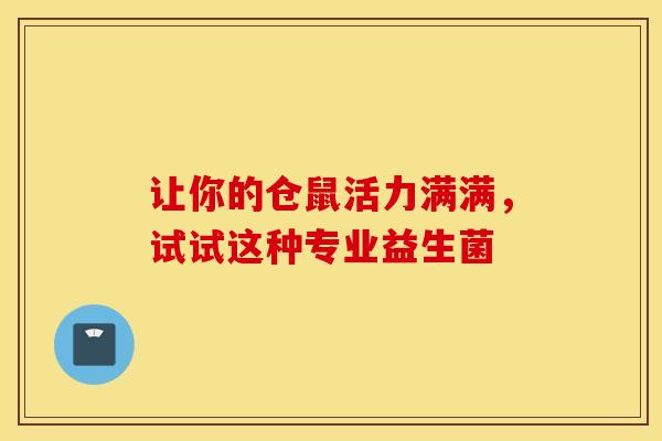 让你的仓鼠活力满满，试试这种专业益生菌
