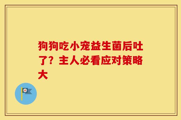 狗狗吃小宠益生菌后吐了？主人必看应对策略大