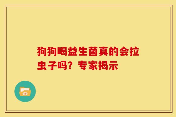 狗狗喝益生菌真的会拉虫子吗？专家揭示
