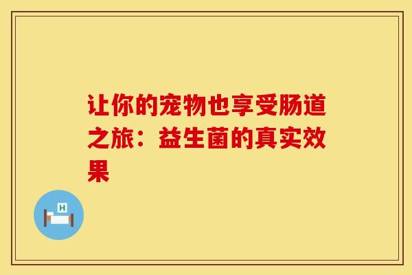 让你的宠物也享受肠道之旅：益生菌的真实效果