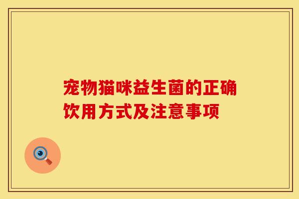 宠物猫咪益生菌的正确饮用方式及注意事项